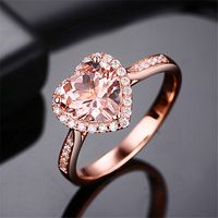 Sweet Heart Shape Copper Plating Inlay Zircon Rose Gold Plated Open Rings main image 3