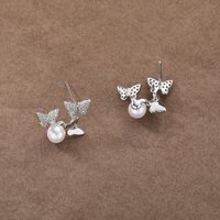 1 Paire Style Simple Papillon Placage Incruster Le Cuivre Zircon Plaqué Or Boucles D'oreilles main image 4
