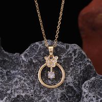 Elegant Butterfly Titanium Steel Copper Plating Inlay Zircon 18k Gold Plated Pendant Necklace main image 1