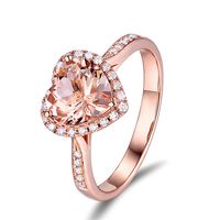 Sweet Heart Shape Copper Plating Inlay Zircon Rose Gold Plated Open Rings main image 2