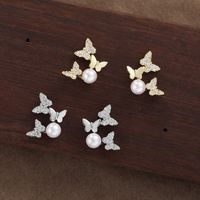 1 Pair Simple Style Butterfly Plating Inlay Copper Zircon Gold Plated Drop Earrings main image 3