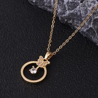 Elegant Butterfly Titanium Steel Copper Plating Inlay Zircon 18k Gold Plated Pendant Necklace main image 3