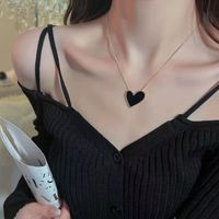 Elegant Dame Herzform Titan Stahl Überzug Halskette Mit Anhänger main image 3