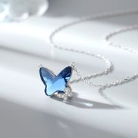 Ig Style Sweet Butterfly Sterling Silver Crystal Zircon Necklace In Bulk sku image 1
