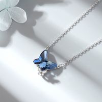 Ig Style Sweet Butterfly Sterling Silver Crystal Zircon Necklace In Bulk main image 1