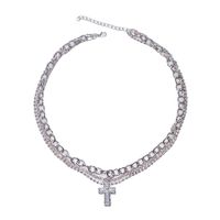 Streetwear Cross Alloy Copper Plating Inlay Rhinestones Women's Layered Necklaces main image 3