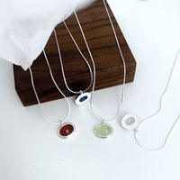 Ig Style Simple Style Round Sterling Silver Artificial Gemstones Pendant Necklace In Bulk main image 4