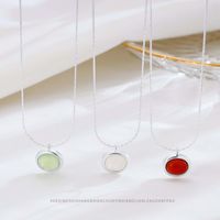 Ig Style Simple Style Round Sterling Silver Artificial Gemstones Pendant Necklace In Bulk main image 3