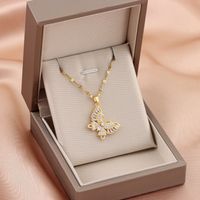 Ig Style Butterfly Stainless Steel Plating Inlay Zircon 18k Gold Plated Pendant Necklace main image 5