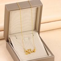 Sweet Love Heart Shape Titanium Steel Plating Hollow Out Inlay Zircon 18k Gold Plated Necklace main image 4