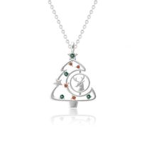Ig Style Sweet Christmas Tree Elk Sterling Silver Zircon Pendant Necklace In Bulk sku image 2