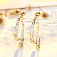1 Pair Lady Geometric Plating Inlay Copper Zircon 14k Gold Plated Drop Earrings main image 1