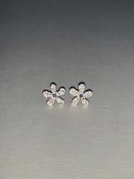 1 Pair Simple Style Flower Inlay Sterling Silver Zircon Drop Earrings sku image 1