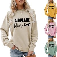 Frau Kapuzenpullover Lange Ärmel Hoodies & Sweatshirts Drucken Lässig Brief Flugzeug main image 5