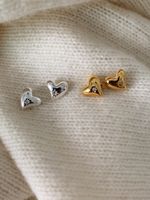 1 Pair Simple Style Heart Shape Plating Sterling Silver Gold Plated Ear Studs main image 3