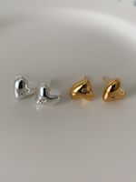 1 Pair Simple Style Heart Shape Plating Sterling Silver Gold Plated Ear Studs main image 4