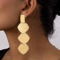 Wholesale Jewelry Vintage Style Solid Color Rhombus Metal Drop Earrings main image 1