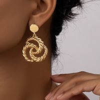 Wholesale Jewelry Vintage Style Circle Solid Color Alloy Plating Drop Earrings main image 4