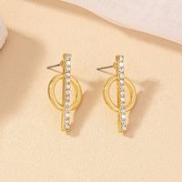1 Pair Vintage Style Geometric Solid Color Inlay Alloy Rhinestones Ear Studs main image 3