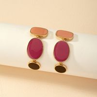 Wholesale Jewelry Vintage Style Color Block Alloy Plating Drop Earrings sku image 1