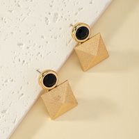 Wholesale Jewelry Basic Vintage Style Quadrilateral Solid Color Alloy Plating Ear Studs sku image 1