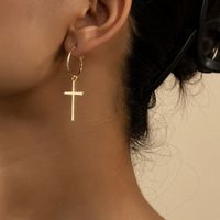 1 Pair Simple Style Cross Plating Alloy Gold Plated Drop Earrings main image 1
