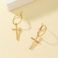 1 Pair Simple Style Cross Plating Alloy Gold Plated Drop Earrings sku image 1