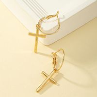 1 Pair Simple Style Cross Plating Alloy Gold Plated Drop Earrings main image 3