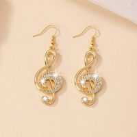 Wholesale Jewelry Simple Style Notes Alloy Zircon Inlay Drop Earrings sku image 1