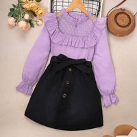 Streetwear Round Dots Solid Color Cotton Blend Polyester Girls Clothing Sets sku image 8