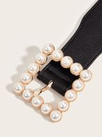 Simple Style Square Alloy Metal Inlay Pearl Women's Leather Belts main image 5