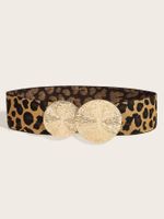 Simple Style Leopard Pu Leather Alloy Metal Printing Women's Leather Belts main image 5