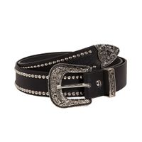 Simple Style Color Block Pu Leather Alloy Inlay Zircon Women's Leather Belts main image 5