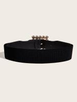 Simple Style Square Alloy Metal Inlay Pearl Women's Leather Belts main image 2