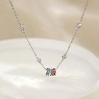 Simple Style Geometric Sterling Silver Artificial Gemstones Necklace In Bulk sku image 1