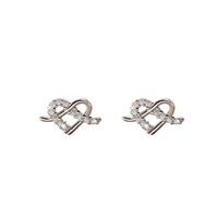 1 Pair Simple Style Heart Shape Plating Inlay Sterling Silver Gem Ear Studs main image 5