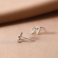 1 Pair Simple Style Heart Shape Plating Inlay Sterling Silver Gem Ear Studs main image 4