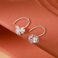 1 Pair Simple Style Solid Color Flower Plating Arylic Sterling Silver Earrings main image 4