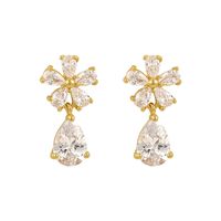 Wholesale Jewelry Elegant Sweet Flower Alloy Zircon Inlay Drop Earrings main image 4