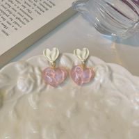Wholesale Jewelry Cute Sweet Heart Shape Resin Drop Earrings main image 5