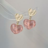 Wholesale Jewelry Cute Sweet Heart Shape Resin Drop Earrings sku image 1