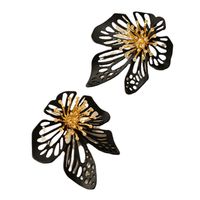 1 Pair Simple Style Flower Plating Hollow Out Metal Ear Studs main image 6