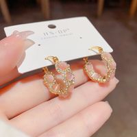 1 Pair Elegant Sweet Geometric Solid Color Plating Copper Opal Zircon 14k Gold Plated Earrings main image 5