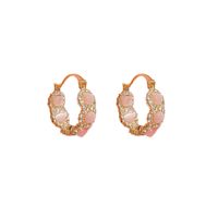 1 Paar Elegant Süss Geometrisch Einfarbig Überzug Kupfer Opal Zirkon 14 Karat Vergoldet Ohrringe main image 2