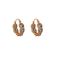 1 Paar Elegant Süss Geometrisch Einfarbig Überzug Kupfer Opal Zirkon 14 Karat Vergoldet Ohrringe sku image 1