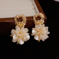 Wholesale Jewelry Vintage Style Flower Alloy Resin 14k Gold Plated Plating Drop Earrings main image 4