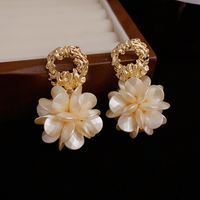 Wholesale Jewelry Vintage Style Flower Alloy Resin 14k Gold Plated Plating Drop Earrings main image 5