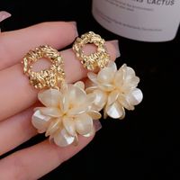Wholesale Jewelry Vintage Style Flower Alloy Resin 14k Gold Plated Plating Drop Earrings main image 6