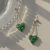 Wholesale Jewelry Simple Style Heart Shape Metal Crystal Inlay Drop Earrings main image 1