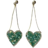Wholesale Jewelry Simple Style Heart Shape Metal Crystal Inlay Drop Earrings main image 5